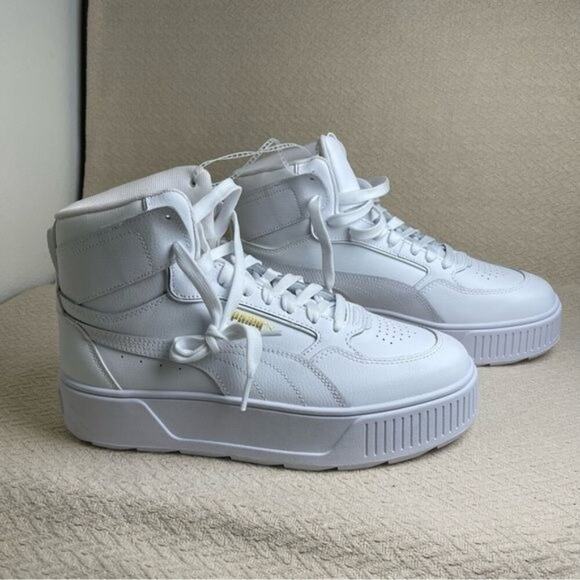 PUMA CA Pro Mid White/Team Gold Women’s US 10.5 Leather Sneakers NWOB 387213-01 - Picture 4 of 13